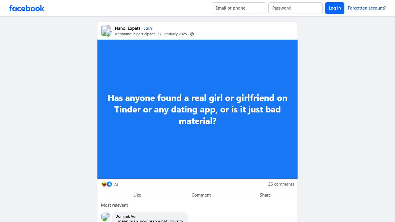 Hanoi Expats Has anyone found a real girl or girlfriend on Tinder or any dating app, or is it just bad material Facebook